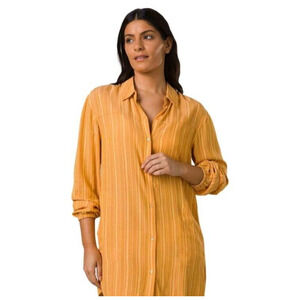 Prana Womens Large Rosie Dress Pockets Long Sleeve Outdoor Fernie Tunic‎ Tencel